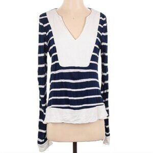 Julie Brown Size S Bib Collar Striped Top